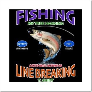 Tree Hanging Catching Nothing Line Breaking Funny Fishing Novelty Gift Posters and Art